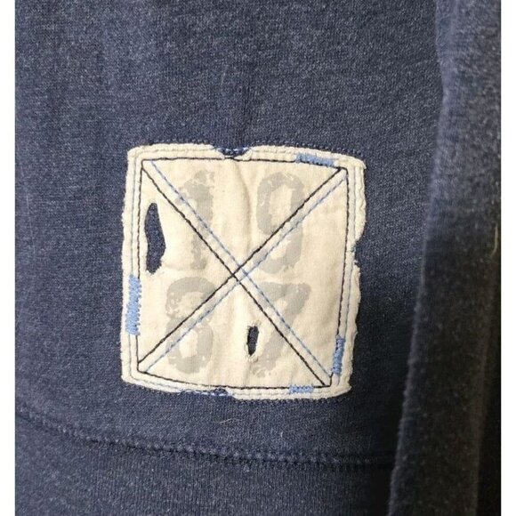 Aeropostale Y2K Hoodie XL Blue Embroidered 1987 Logo Button Kangaroo Stripe VTG - Picture 3 of 8